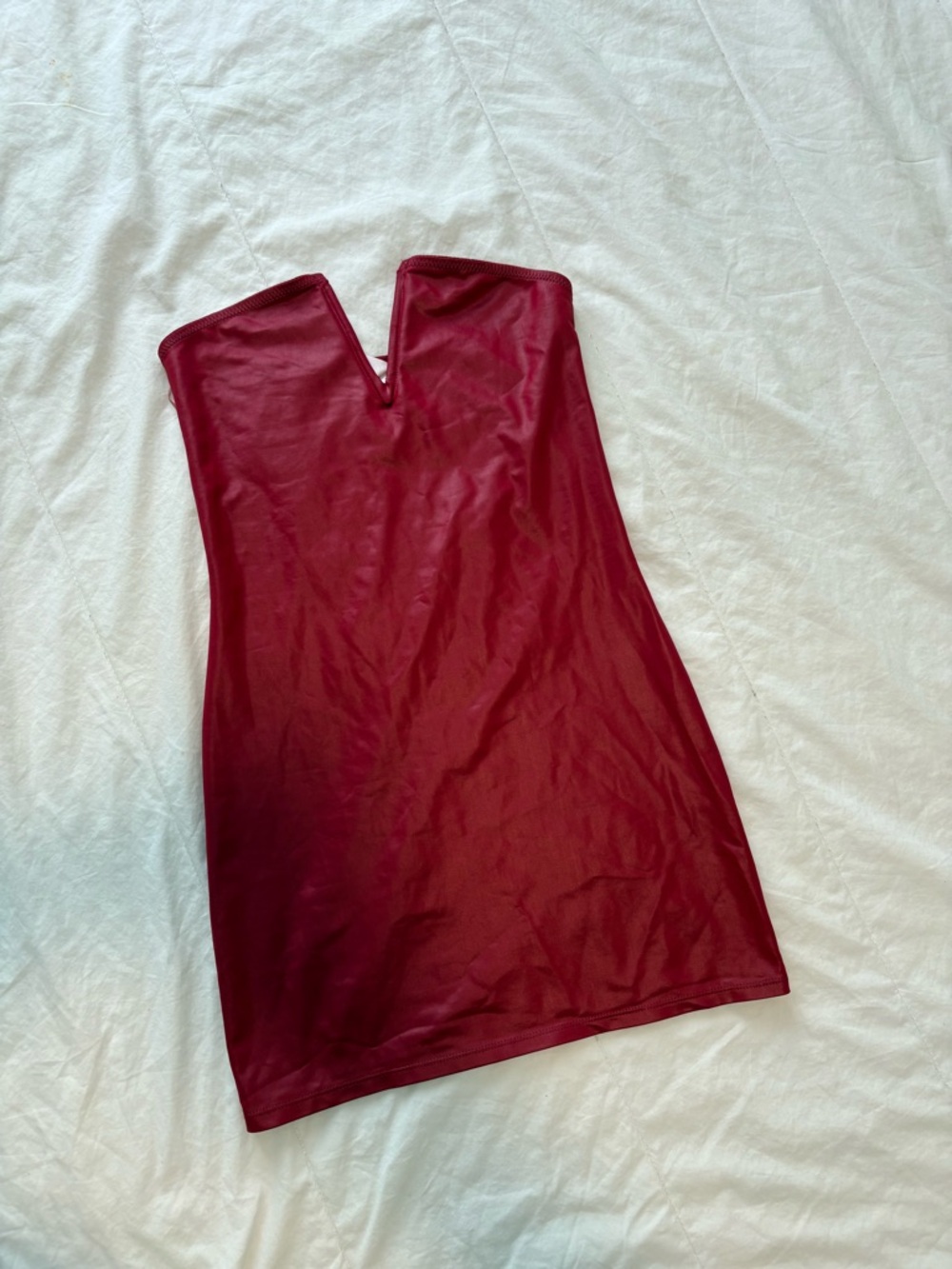 Strapless Faux Leather Bodycon Dress